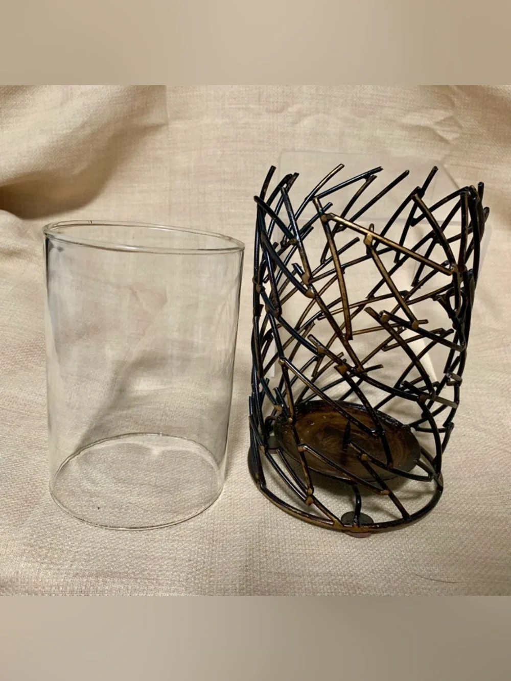 🔍 Rustic Metal & Glass Hurricane Candle Holder Modern Farmhouse